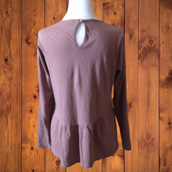 Asos Women's Size 4 Long Sleeve Pink Peplum Pullover Keyhole Neck Back Blouse - Picture 4 of 4